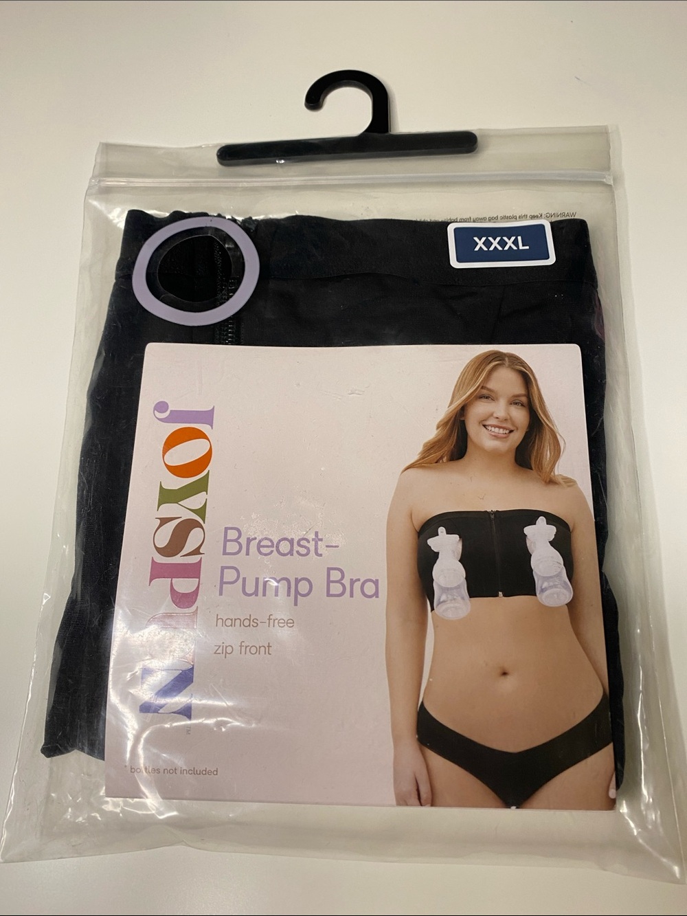 Joyspun Maternity Hands-Free Nursing Pumping Bandeau Bra XXXL BLACK